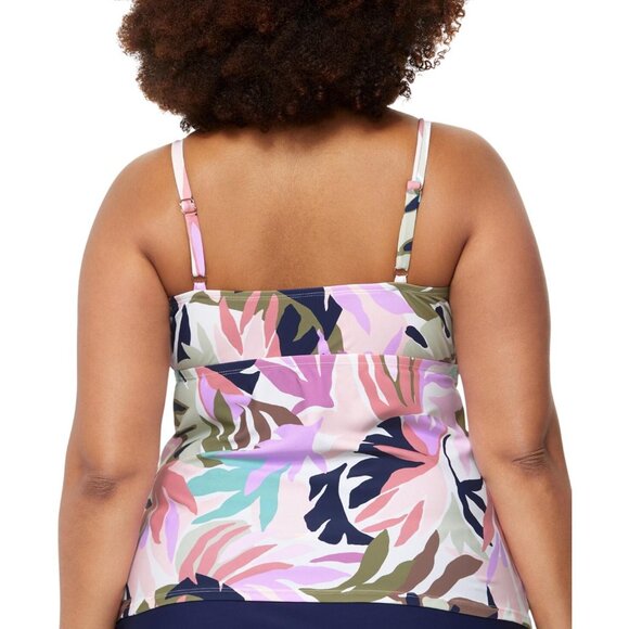 Raisins Womens Trendy Plus Size Aries Tankini Swim Top P840640 Pink Multi 16W - Picture 6 of 6